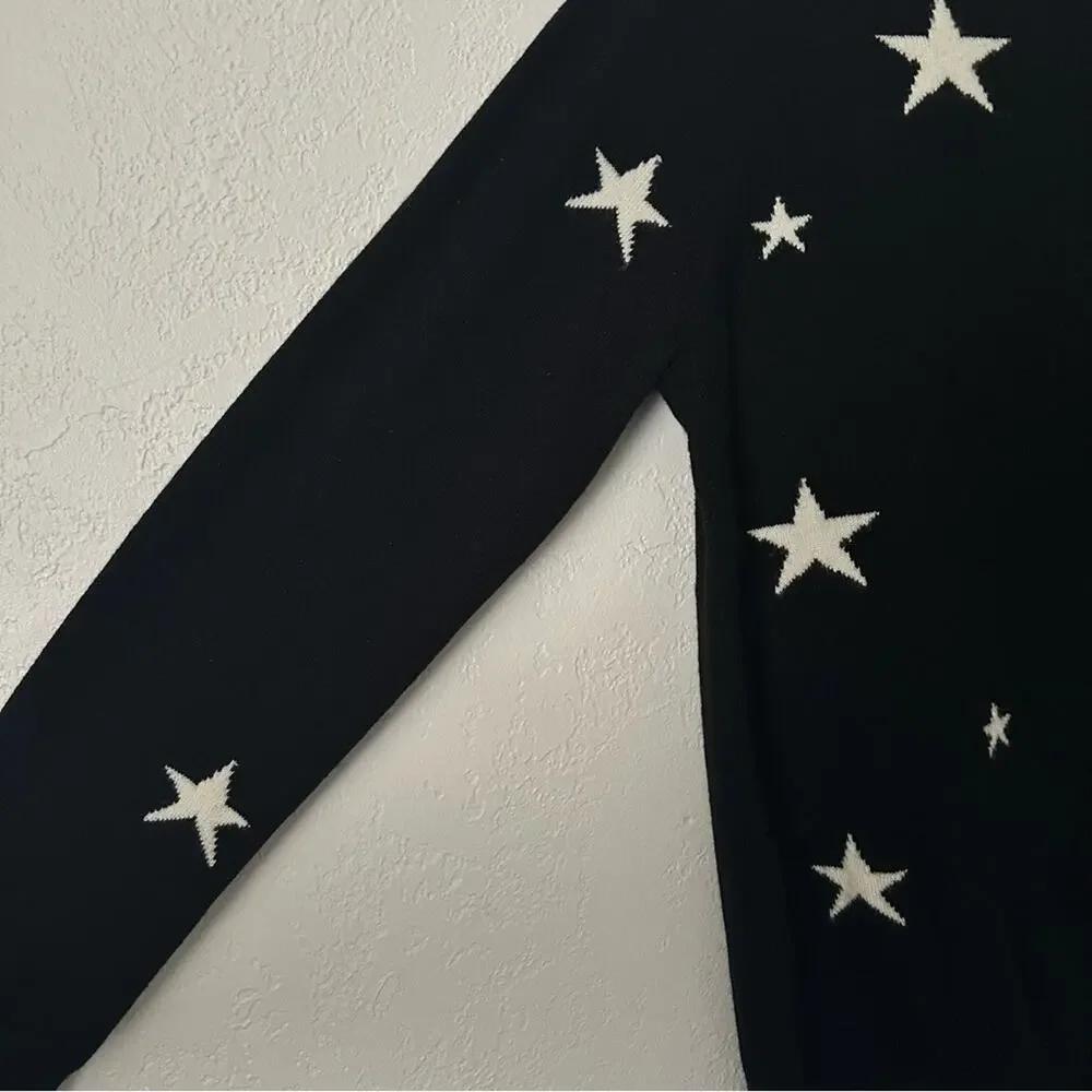 chinti and parker Cashmere Star Sweater Black size XS White Stars Slouchy